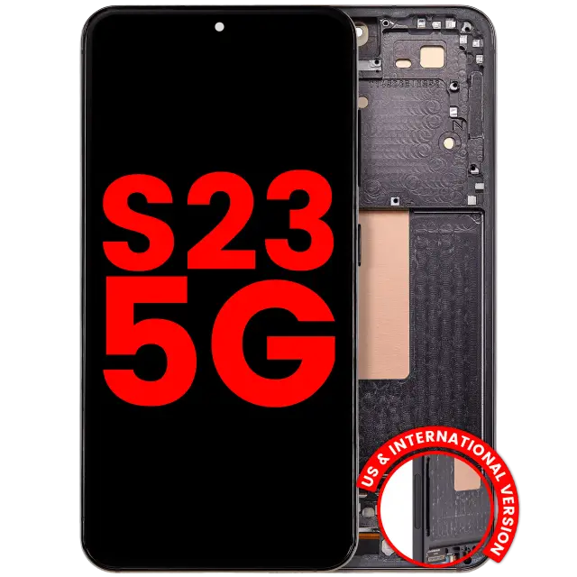 Écran OLED avec châssis pour Samsung Galaxy S23 5G (version US & internationale, compatible premium, noir fantôme)