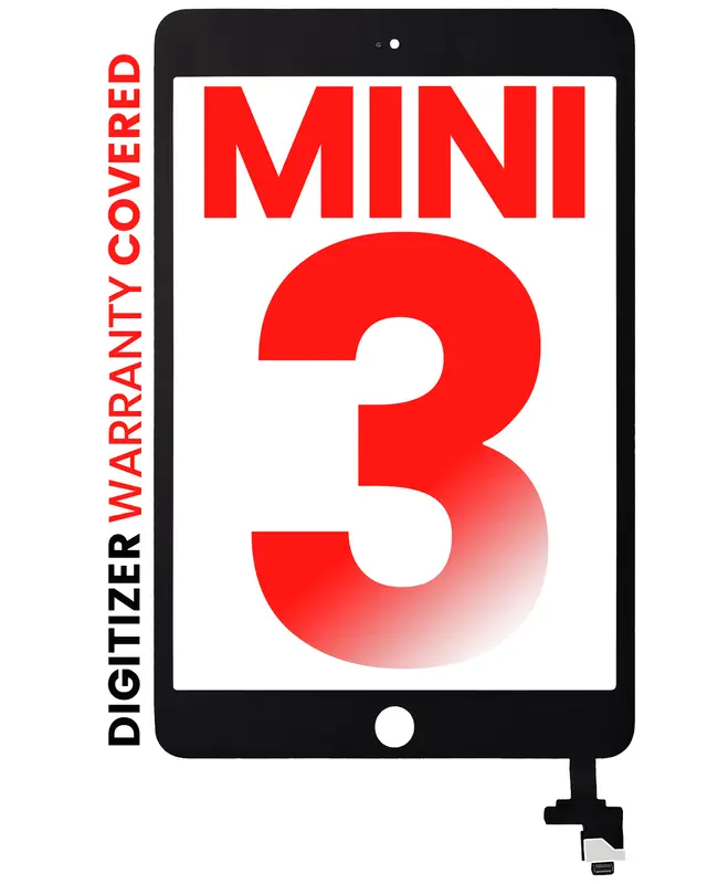 Vitre tactile avec circuit intégré pour Apple iPad Mini 3 (sans bouton principal, compatible: XO7, noir)