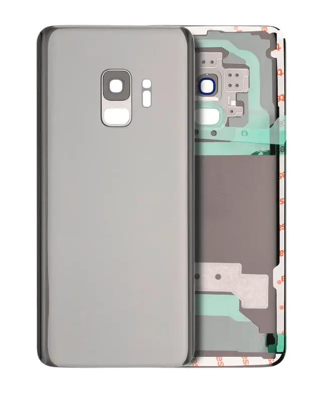 Vitre arrière pour Samsung Galaxy S9 (sans logo, compatible premium, argent)