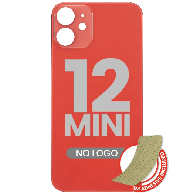 Vitre arrière pour Apple iPhone 12 Mini (No Logo / Large Camera Hole, rouge)