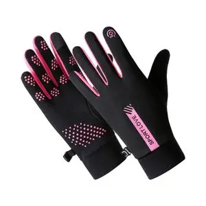 Gants Tactiles Imperméables et Antidérapants (Femme) Noir et Rose