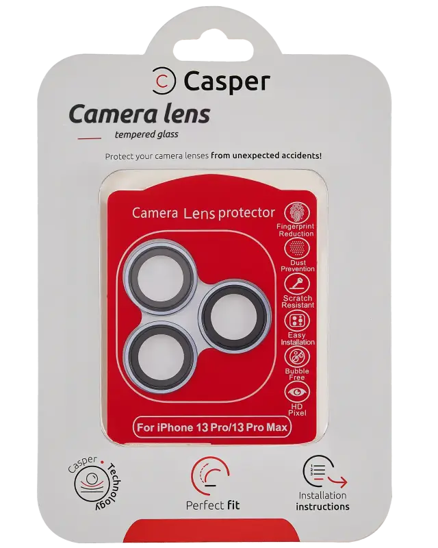Protection de lentilles de caméra pour Apple iPhone 13 Pro / 13 Pro Max (bleu, transparent)