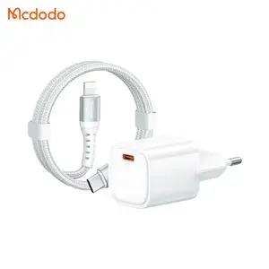 Chargeur Secteur USB-C GaN Mcdodo CH-0084 avec Câble USB-C vers Lightning 30W 1m Blanc