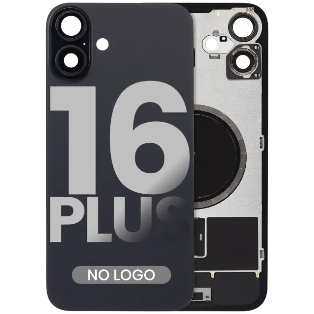 Vitre arrière pour Apple iPhone 16 Plus (sans logo, compatible, noir)