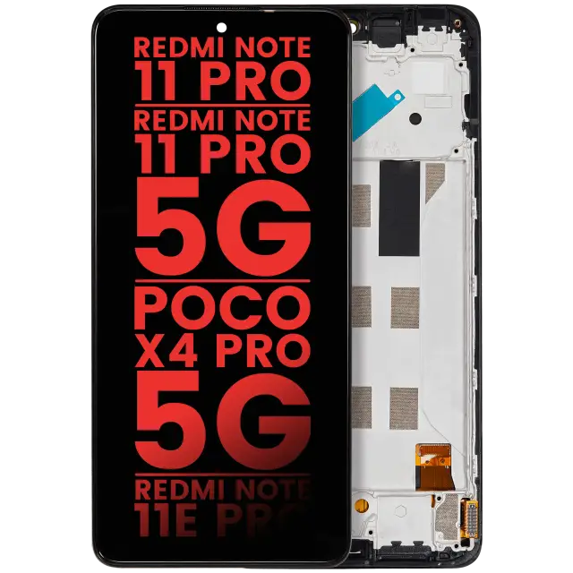 Écran OLED avec châssis pour Xiaomi Redmi Note 11 Pro / Note 11 Pro 5G / Xiaomi Poco X4 Pro 5G / Redmi Note 11E Pro (compatible premium, toutes couleurs)