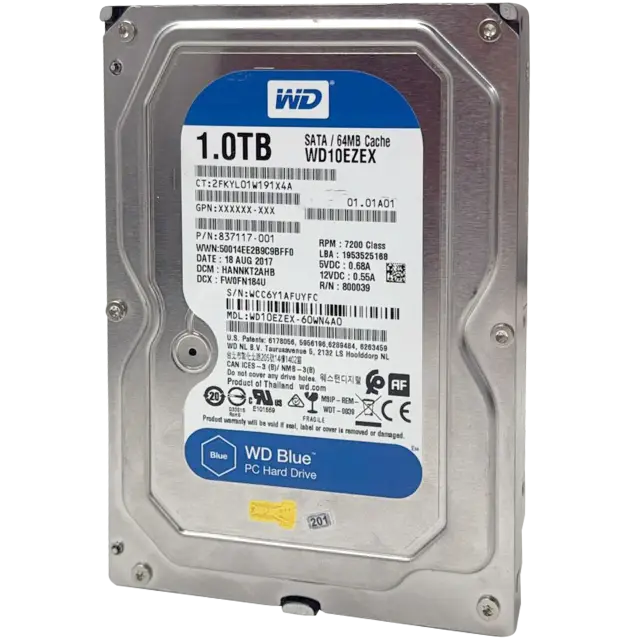 Disque dur interne WD Blue 3,5" 1 To 7200 tr/min (26 mm) (reconditionné)