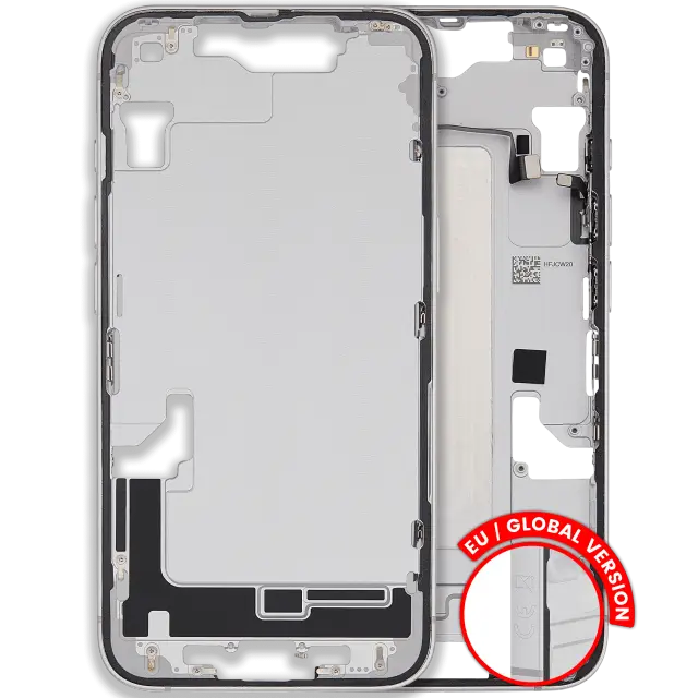 Châssis avec petits composants pour Apple iPhone 16e / 17e (version EU, origine d'occasion — grade B, blanc)