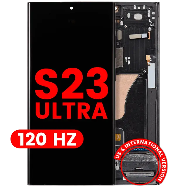 Écran OLED avec châssis pour Samsung Galaxy S23 Ultra (version US & internationale, Aftermarket Pro, 120 Hz, graphite)