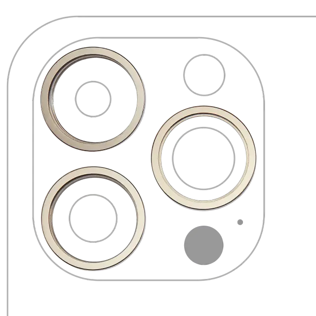 Anneau de contour de caméra arrière pour Apple iPhone 14 Pro / 14 Pro Max (or, lot de 3)