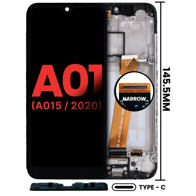 Écran pour Samsung Galaxy A01 4G (A015 / 2020) (US Model, TYPE-C Frame, compatible premium, toutes couleurs)