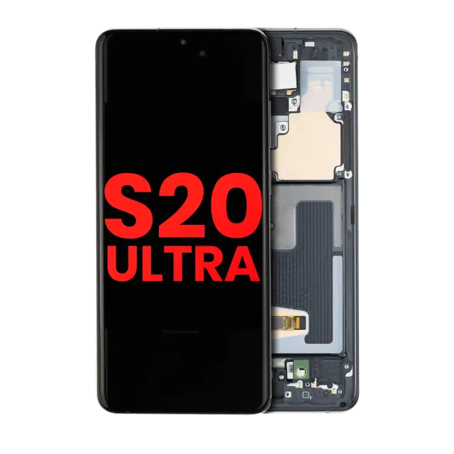 Écran OLED avec châssis pour Samsung Galaxy S20 Ultra 5G (compatible premium, Cosmic Black)