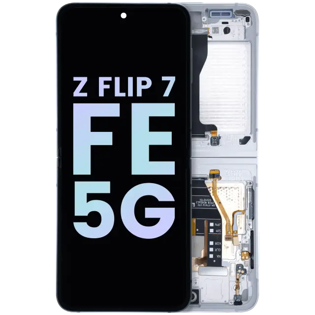 Écran OLED intérieur avec châssis pour Samsung Galaxy Z Flip 7 FE 5G (pack service origine, blanc)