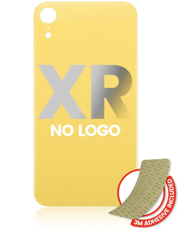 Vitre arrière pour iPhone XR (No Logo / Large Camera Hole, jaune)