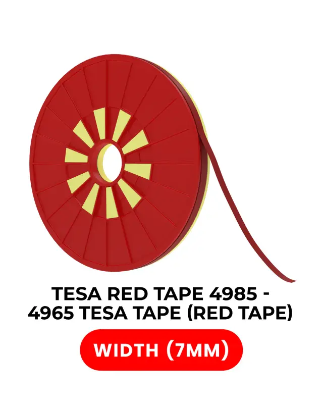 Ruban adhésif double face polyester rouge tesa 4965 — 7 mm × 25 m