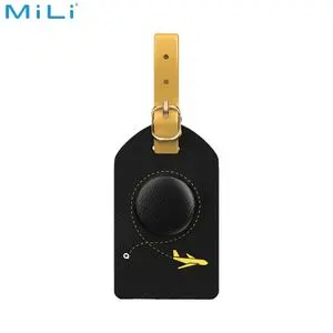 Traceur GPS MILI MiTag Duo avec Étiquette de Bagage en Cuir PU Apple Find My & Google Find Hub Noir