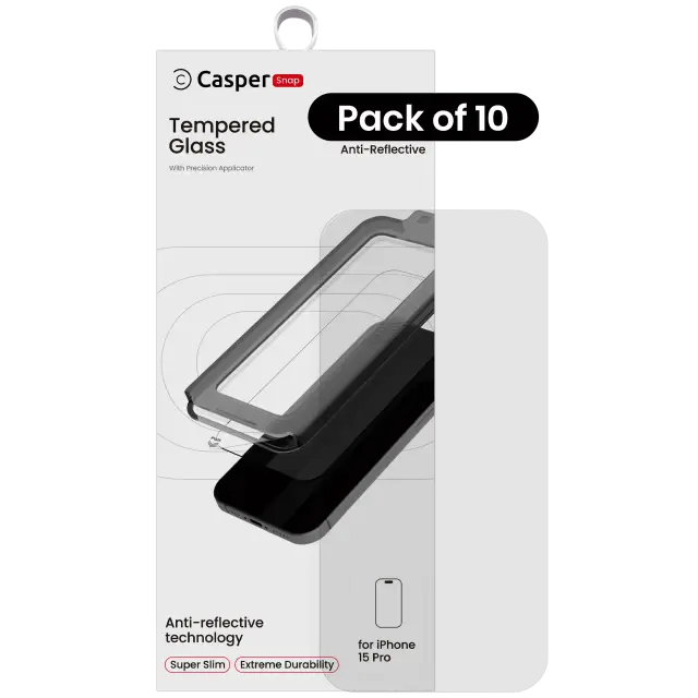 Verre trempé pour Apple iPhone 15 Pro (lot de 10, AR Clear)