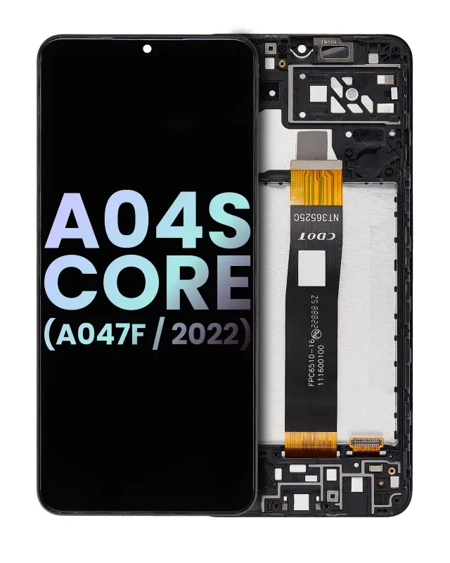 Écran LCD avec châssis pour Samsung Galaxy A04S Core (A047 / 2022) (pack service origine, noir)