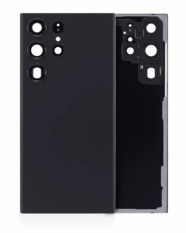 Vitre arrière pour Samsung Galaxy S23 Ultra 5G (sans logo, compatible premium, noir fantôme)