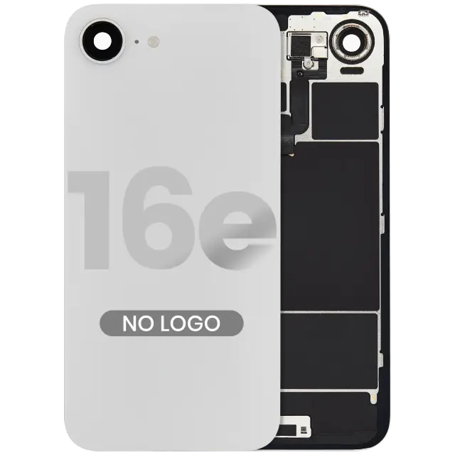 Vitre arrière avec nappe NFC / recharge sans fil et nappe de flash pour Apple iPhone 16e (compatible, blanc)