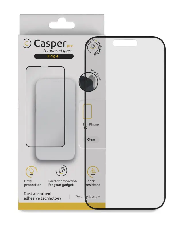 Verre trempé pour iPhone 15 / 16 (blister, transparent)