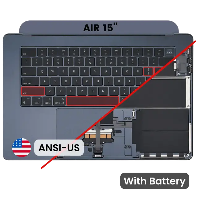 Châssis supérieur avec batterie et clavier ANSI US pour Apple MacBook Air 15" A2941 (2023) (minuit)