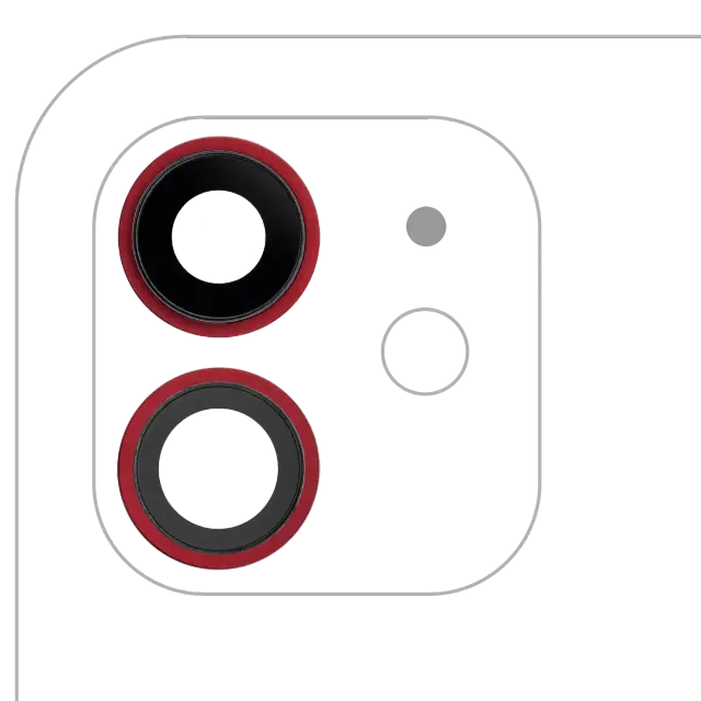 Lentille de caméra arrière avec support et anneau pour Apple iPhone 12 / 12 Mini (compatible premium, rouge, lot de 10)