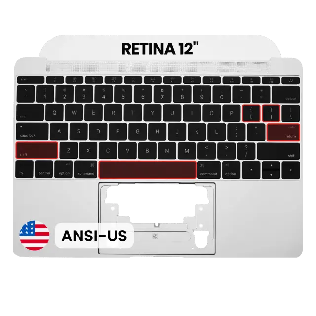 Châssis supérieur avec clavier ANSI US et microphone pour Apple MacBook 12" A1534 (2015) (OEM New, argent)