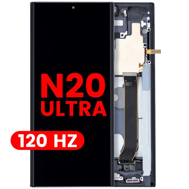 Écran OLED avec châssis pour Samsung Galaxy Note 20 Ultra 5G (compatible premium, 120 Hz, Mystic Black)