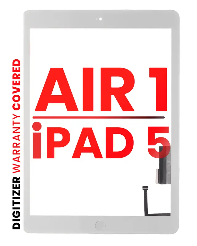 Vitre tactile pour Apple iPad Air 1 / iPad 5 (2017) (Home Button Pre-Installed For iPad Air 1) (compatible: XO7, blanc)