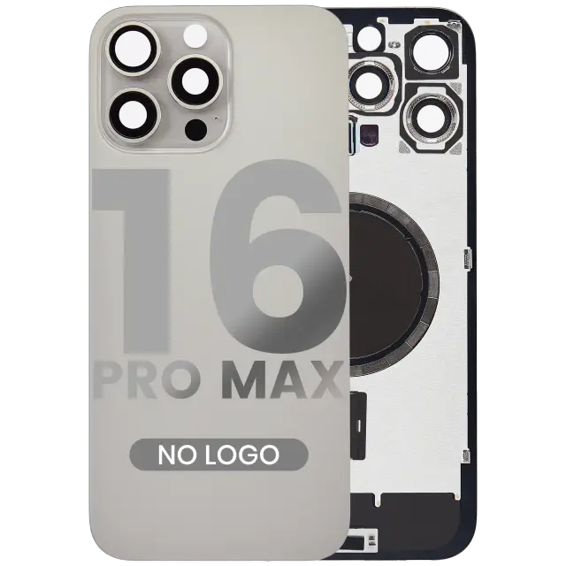 Vitre arrière pour Apple iPhone 16 Pro Max (sans logo, compatible, titane naturel) — réf. 107082546340