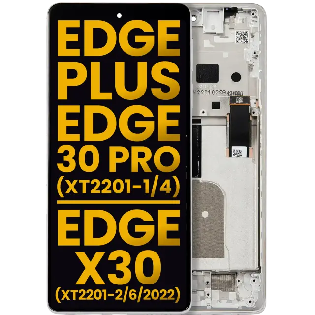 Écran OLED avec châssis pour Motorola Moto Edge Plus / Edge 30 Pro (XT2201-1 / 4) / Edge X30 5G (XT2201-2 / 6 / 2022) (reconditionné, Stardust White)