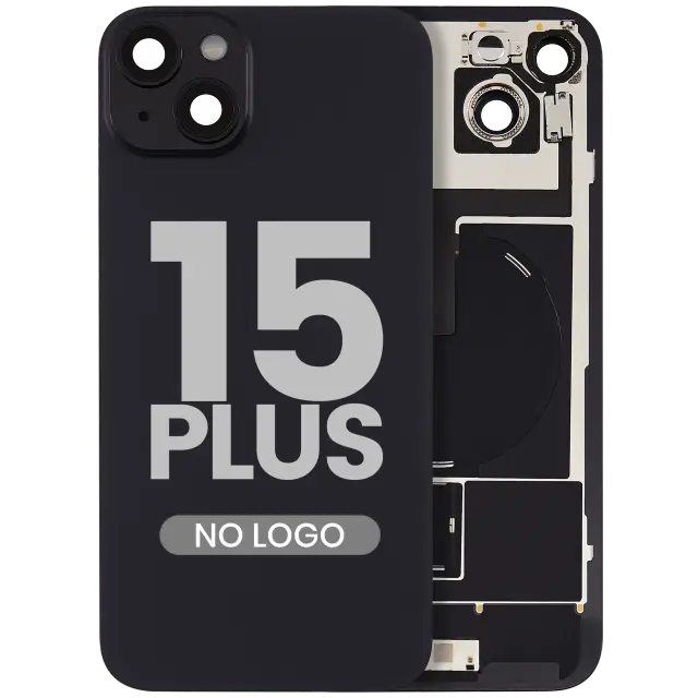Vitre arrière pour Apple iPhone 15 Plus (sans logo, noir) — réf. 107082130563