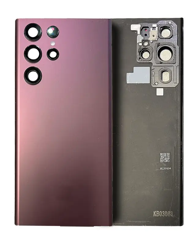Vitre arrière avec lentilles de caméra pour Samsung Galaxy S22 Ultra (pack service origine, bordeaux) — vue 1