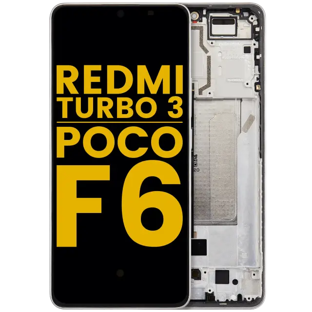 Écran OLED avec châssis pour Xiaomi Redmi Turbo 3 / Xiaomi Poco F6 (reconditionné, Titanium color)