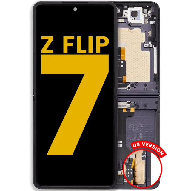 Écran OLED intérieur avec châssis pour Samsung Galaxy Z Flip 7 5G (version US & internationale, reconditionné, Jet Black)