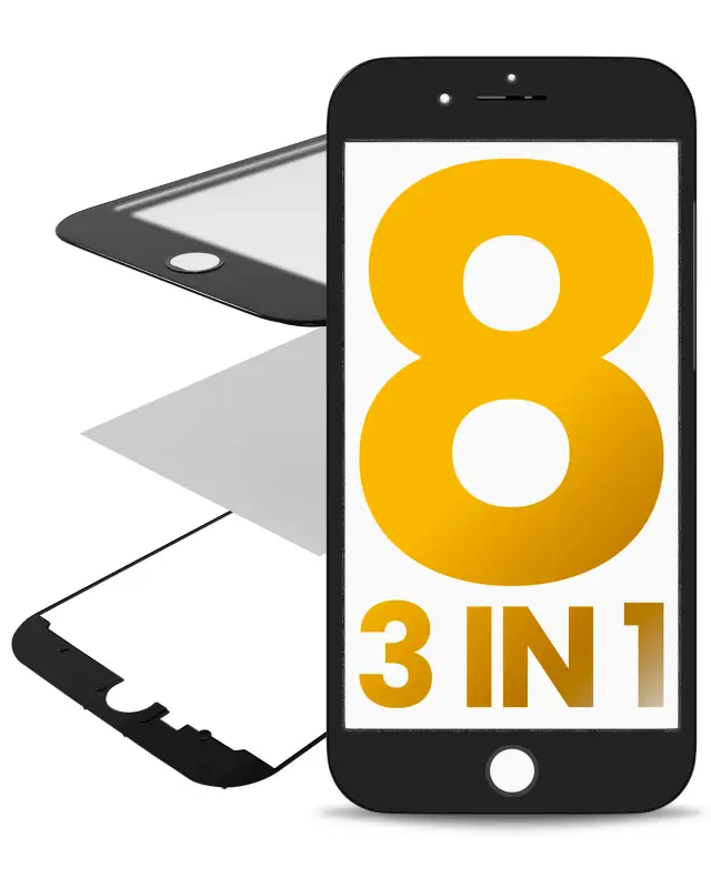 Vitre d’écran avec OCA pour Apple iPhone 8 (OCA Master, lot de 2, noir)