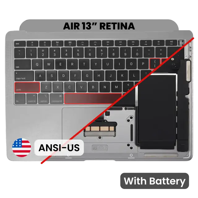 Châssis supérieur avec batterie et clavier ANSI US pour Apple MacBook Air 13" A1932 (2018-2019) (origine d'occasion, gris sidéral) — réf. 109082465868