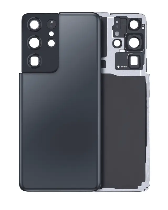 Vitre arrière avec lentilles de caméra pour Samsung Galaxy S21 Ultra (compatible, sans logo, bleu marine Phantom) — vue 1