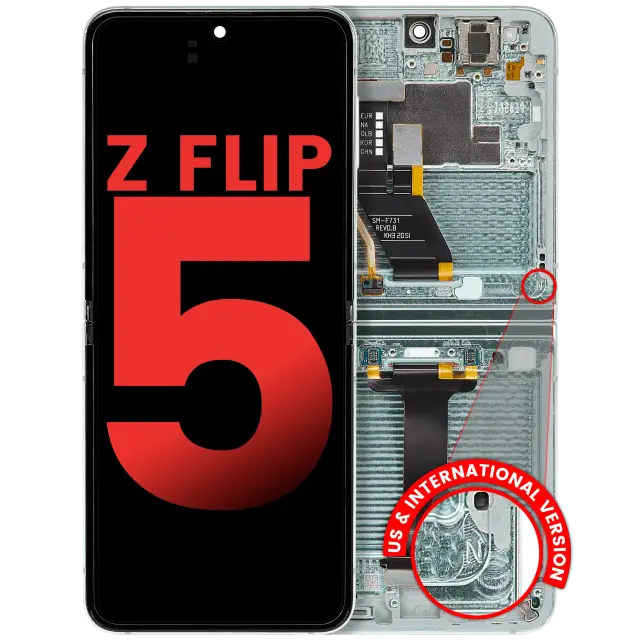 Écran OLED intérieur avec châssis pour Samsung Galaxy Z Flip 5 5G (F731) (version US & internationale, compatible premium, vert)