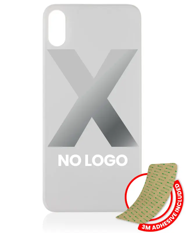 Vitre arrière pour Apple iPhone X (No Logo / Large Camera Hole, argent)