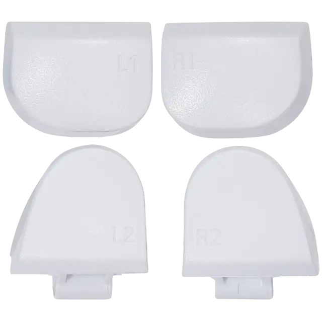 Gâchettes R1 / L1 / R2 / L2 avec ressorts pour manette Sony DualSense (PS5) — BDM-030 (blanc, jeu de 8 pièces)