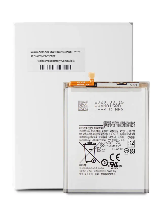 Batterie pour Samsung Galaxy A31 (A315 / 2020) / A32 (A325 / 2021) / A22 4G (A225 / 2021) (EB-BA315ABY) (pack service origine)