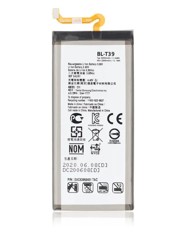 Batterie pour LG G7 / G7 One / Q7 / Q7 Plus / Aristo 5 / K31 / K40 / Tribute Royal/Tribute Monarch/Risio 4/Phoenix 5/K8X/K30 (2019) /Escape Plus/Aristo 4 Plus/Arena 2 (BL-T39)