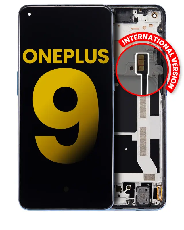 Écran OLED avec châssis pour OnePlus 9 (version internationale, reconditionné, Arctic Sky)