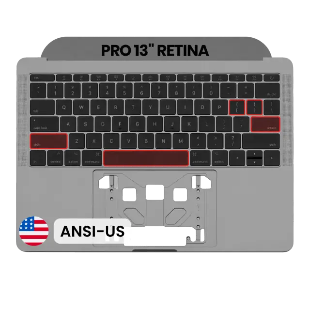 Châssis supérieur avec clavier ANSI US pour Apple MacBook Pro 13" A1708 (2016-2017) (OEM New, gris sidéral)