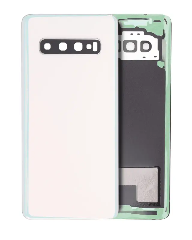 Vitre arrière pour Samsung Galaxy S10 (sans logo, compatible premium, Prism White)