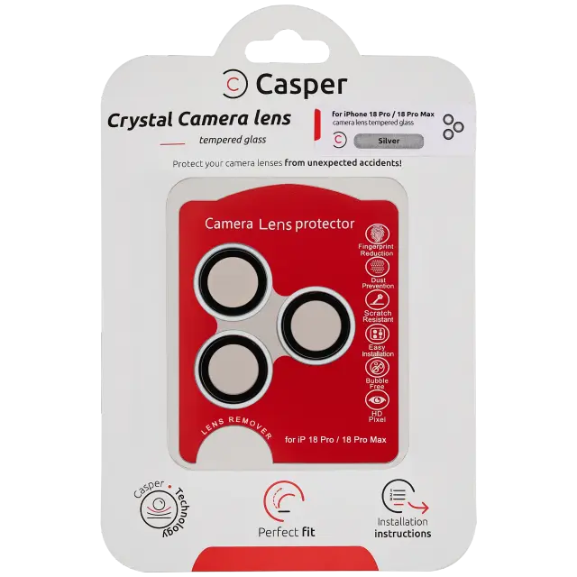 Protection de lentilles de caméra pour iPhone 18 Pro / 18 Pro Max (argent, transparent)