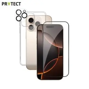 Pack de Protection Coque + Protection Lentille + Verre Trempé PROTECT pour Apple iPhone 16 Pro Transparent