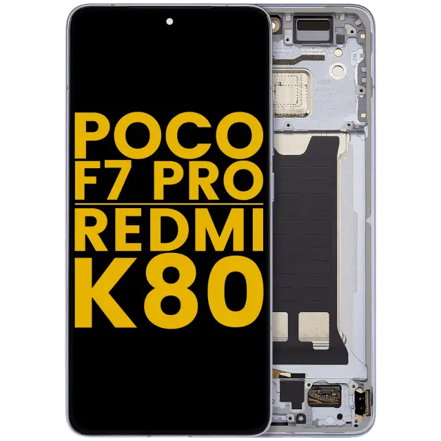 Écran OLED avec châssis pour Xiaomi Poco F7 Pro / Redmi K80 (reconditionné, bleu)