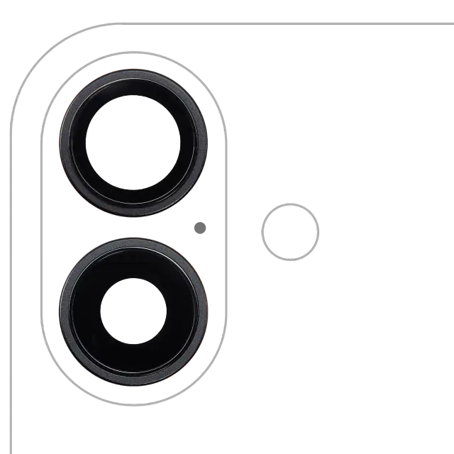 Lentille de caméra arrière avec support et anneau pour Apple iPhone 16 / 16 Plus (lot de 2, premium, noir)